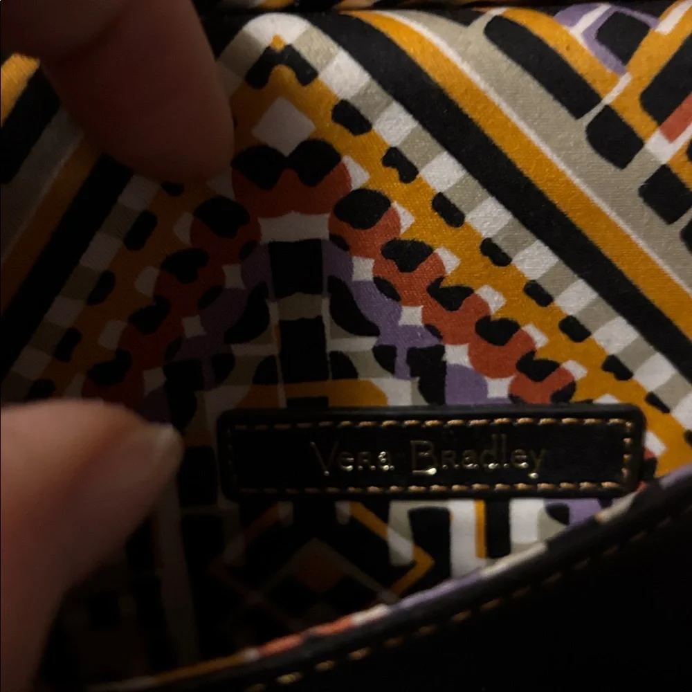 Vera Bradley black leather saddle Bag - Picture 4 of 9